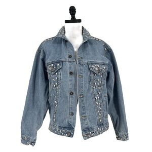 Carmar denim jean studded jacket Size S